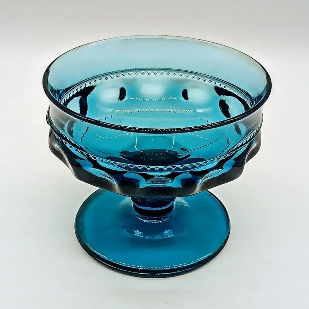 Colony Crown Blue Glass Sherbet Bowls (6)